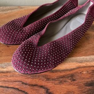 Eileen Fisher Burgundy Raisonette Suede Studded Ballet Flats Size 7